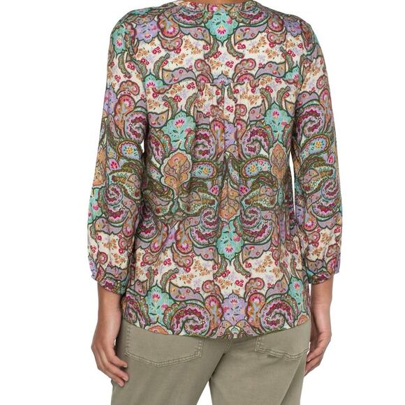 Liverpool Los Angelos Long Sleeve Paisley Boho Top with Tassel Detail Size S - Picture 2 of 10
